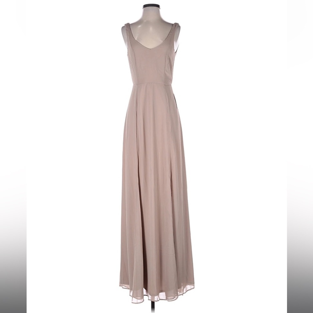 Show Me Your Mumu Jenn Chiffon Maxi Dress in Soft Beige Small New - Picture 3 of 6